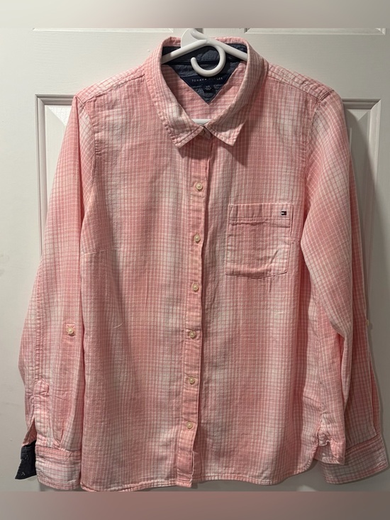 Tommy Hilfiger Tops - Tommy Hilfiger Pink & White Gingham Check Button-Up Shirt - Size L/G